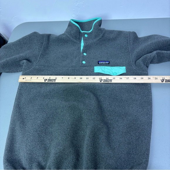 Patagonia Synchilla Women's Small Pullover Fleece Jacket Aqua Gray DAMAGE - Picture 10 of 11